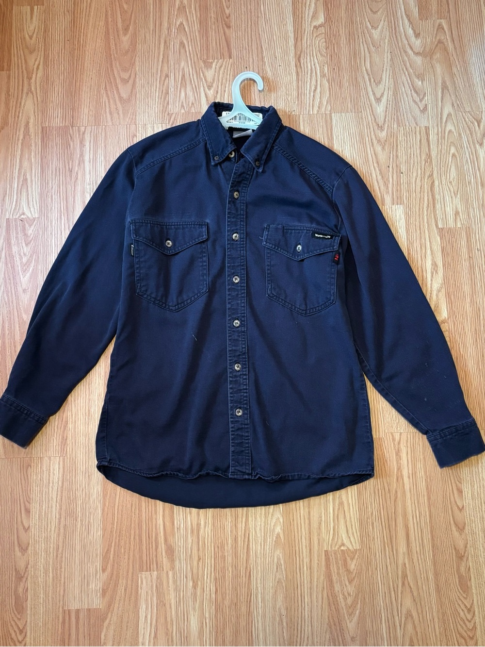 Men's Navy Long-Sleeve Button-Down Work Shirt